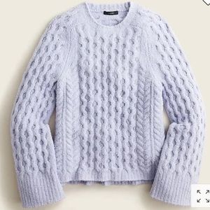 New J. Crew Bell Sleeved Boucle Peri Shadow Sweater Size XL